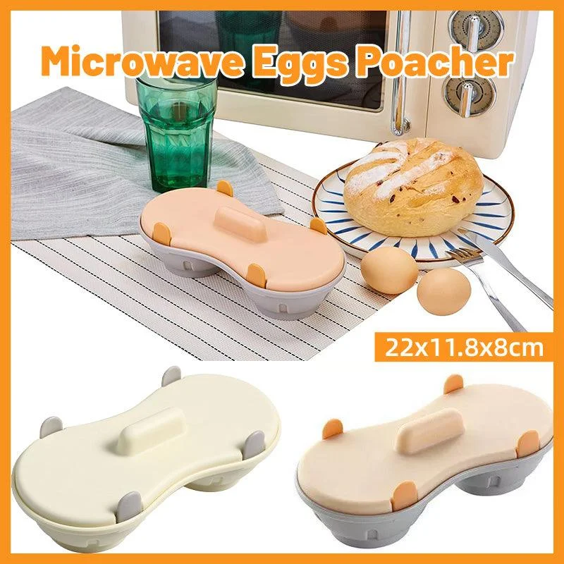 Microwave Egg Steamer With Lid Kitchen Egg Cooker Poacher Steam Box Container - Orange
