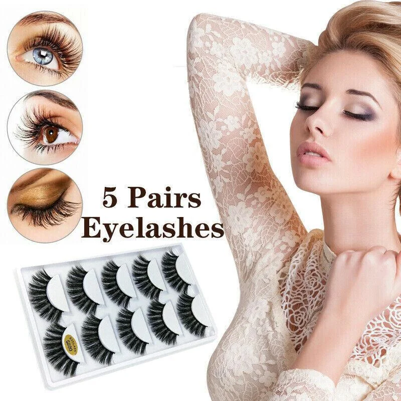 5 Pairs 3D Natural Thick False Fake Eyelashes Eye Lashes Mink Makeup Extension - G800