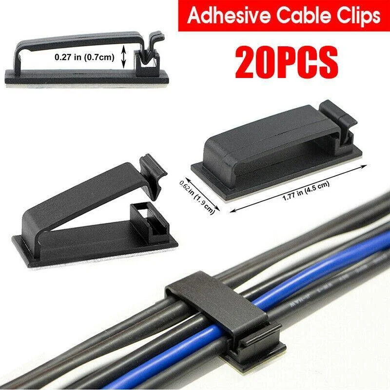 Adhesive Cable Clips Management Clamp Wire Organiser Rectangle Tidy Desk Holder