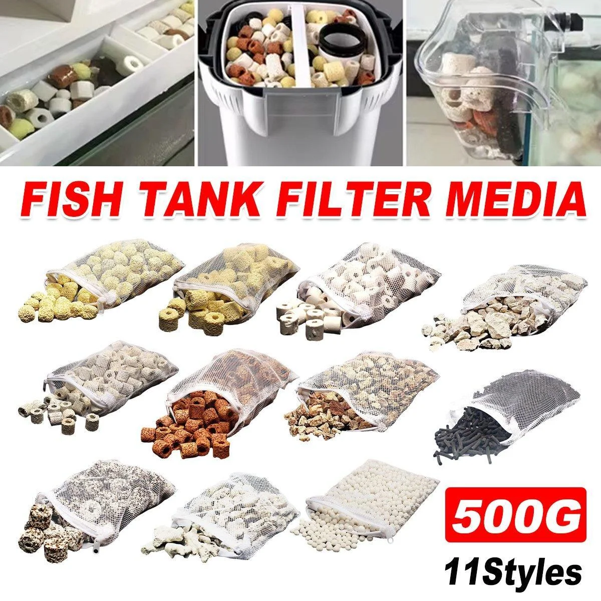 500g Fish Tank Water Filter Media Aquarium Filtration Material Sponge Pad - Coral Stone
