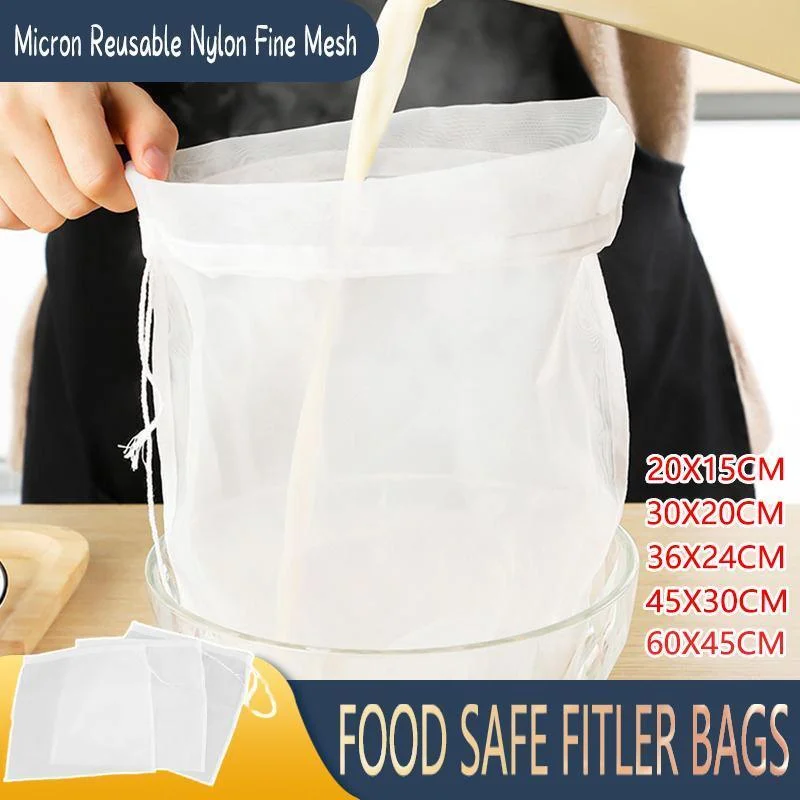 Micron Reusable Nylon Fine Mesh Food Strainer Filter Bag for Nut Milk Coffee - 36 X 24 CM