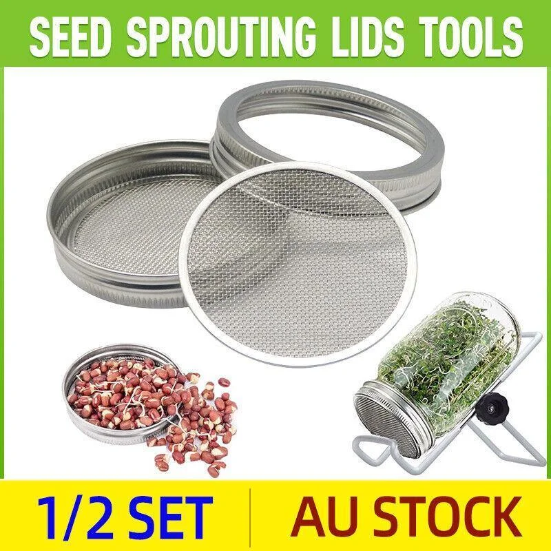 Metal Mesh Screen Sprouting Strainer Lid Filter Cover For Wide Mouth Mason Jar - 1SET