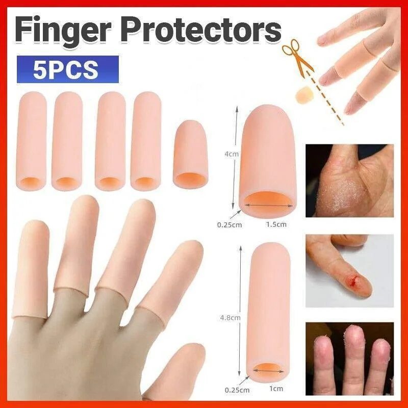 5Pcs Silicone Finger Protector Finger Caps Tube Anti-Slip Finger Cover Au Stock