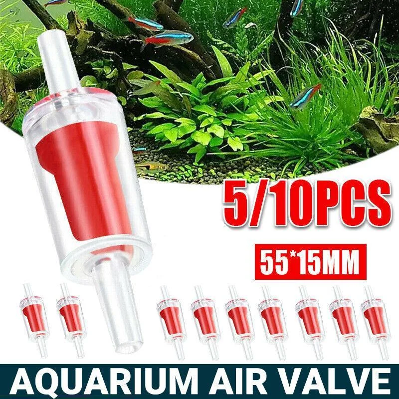 5/10X Check Valve Fish Tank Aquarium Air Pump Silicone Non-Return One Way Airline - 5PCS