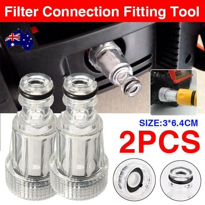 2PCS High Pressure Washer Inlet Filter Connector Fittings Transparent Adapter