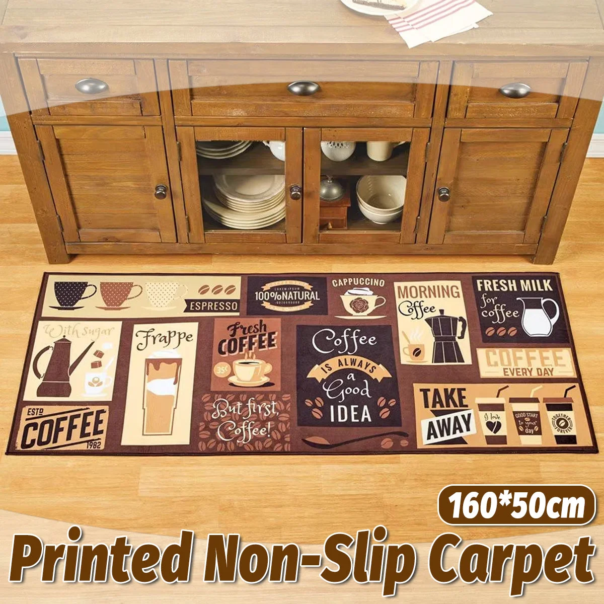 Printed Non Slip Door Floor Rug Mat Kitchen Bathroom Carpet Mat Water Absorbent