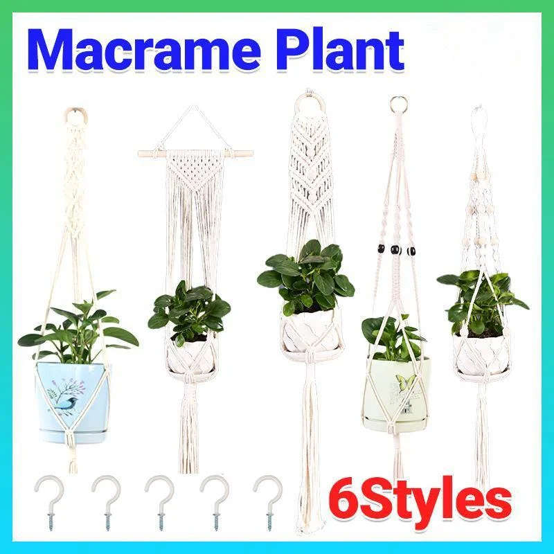 Macrame Plant Flower Pot Holder Hanger Hanging Planter Basket Hemp Rope Braided - #11