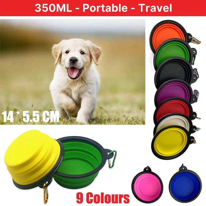Collapsible Silicone Pet Bowl for Cat Dog Portable Food and Water Feeder - Orange