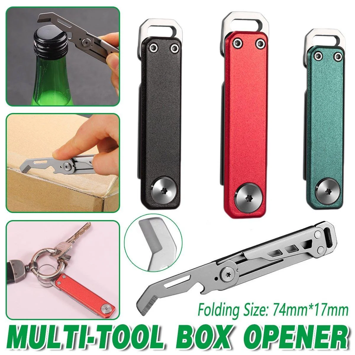 Multifunctional Folding Knife Case Opener Portable Bottle Opener EDC Tool Kit - Black