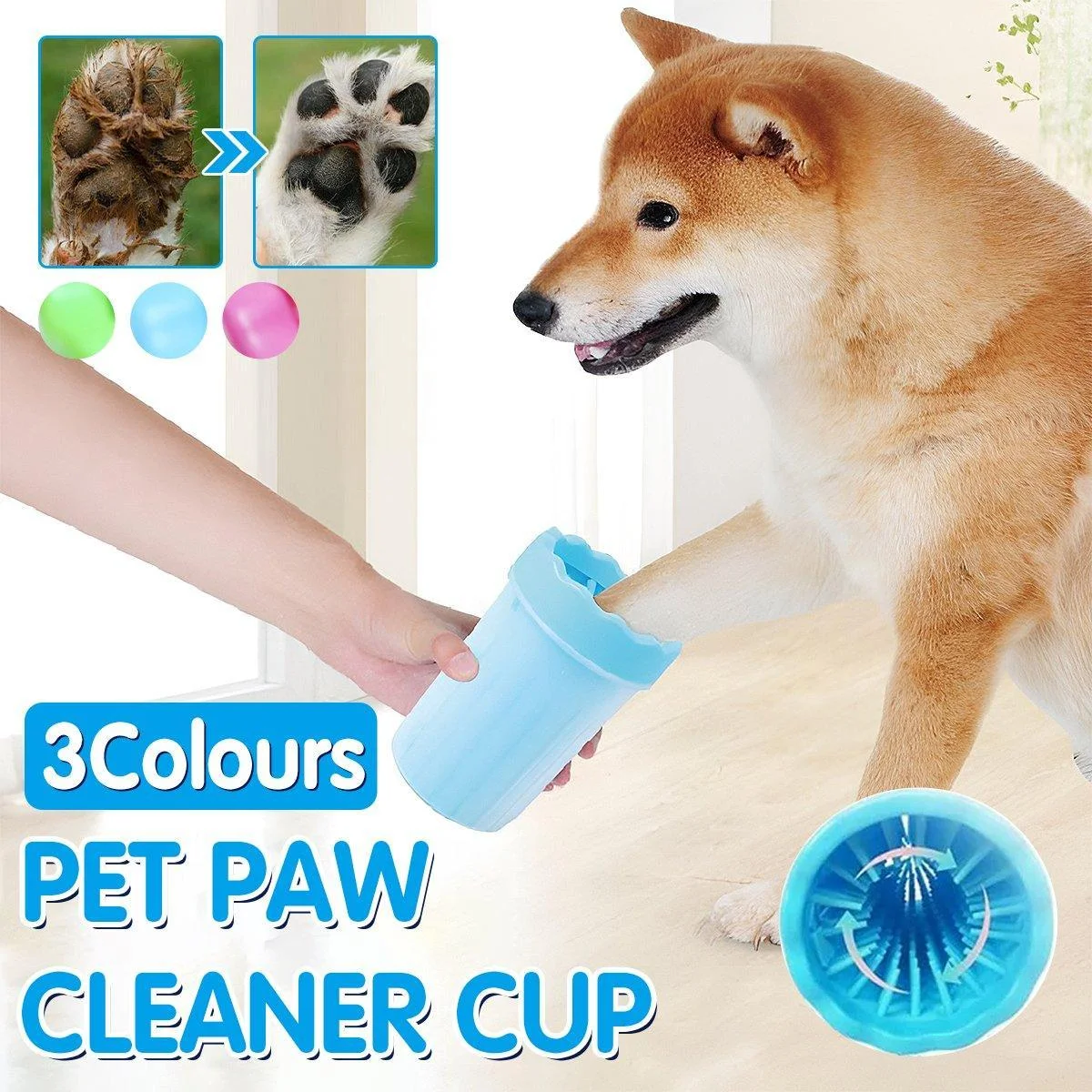 Dog Paw Cleaner Pet cat Foot Washer Cup Feet Clean Brush Cleaning Paws Wash Tool - Red