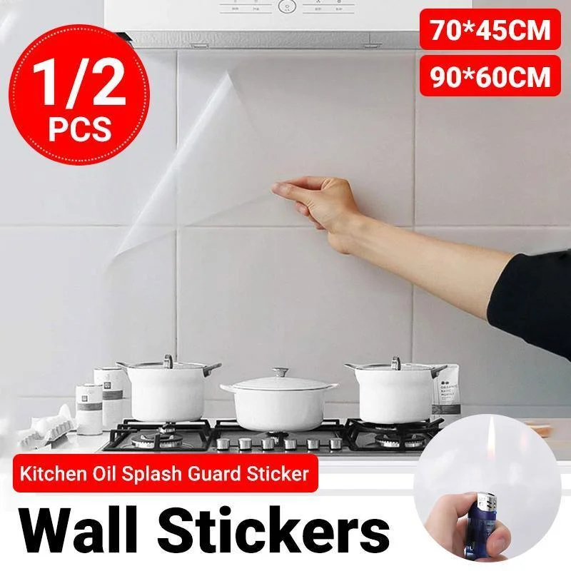 Kitchen Oil Splash Guard Wall Foil Protector Stove Cover Removable Baffle Screen - 70x45cm *1