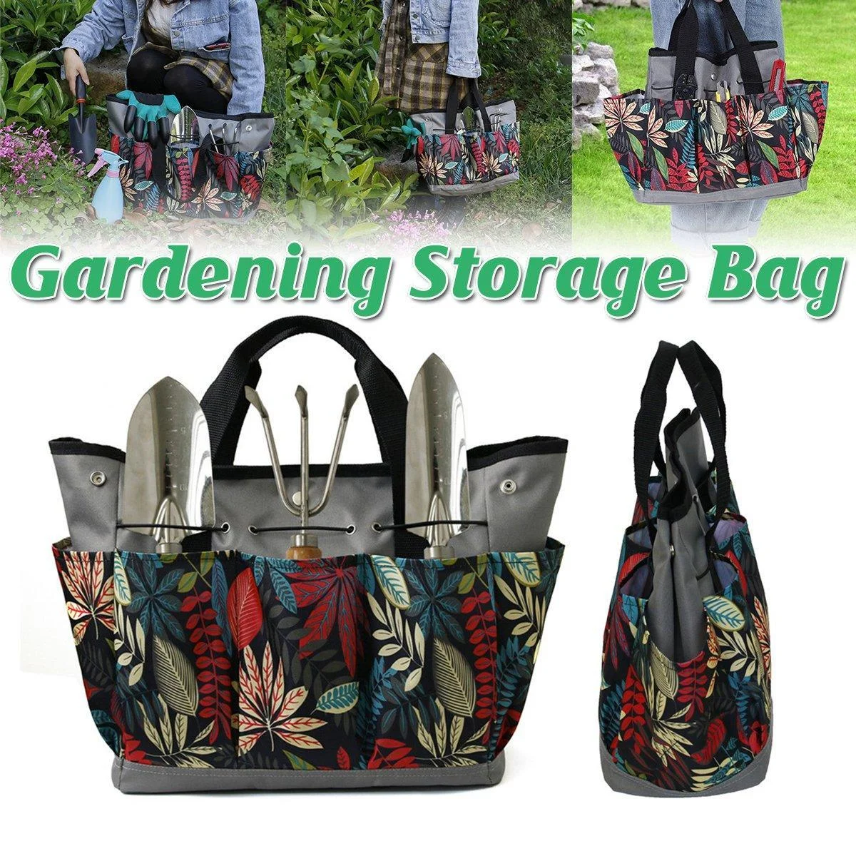 Portable Garden Kit Multifunctional Gardening Storage Bag with Pockets Outdoor