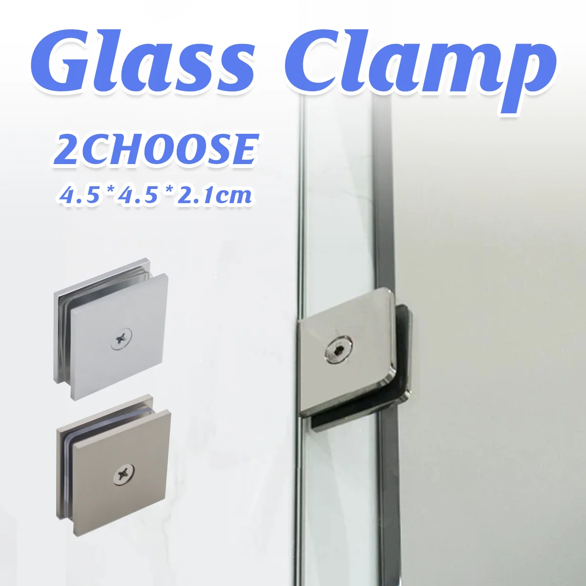 Shower Glass Clip Single Hole Square Bracket Partition Bathroom Accessories - Nickel