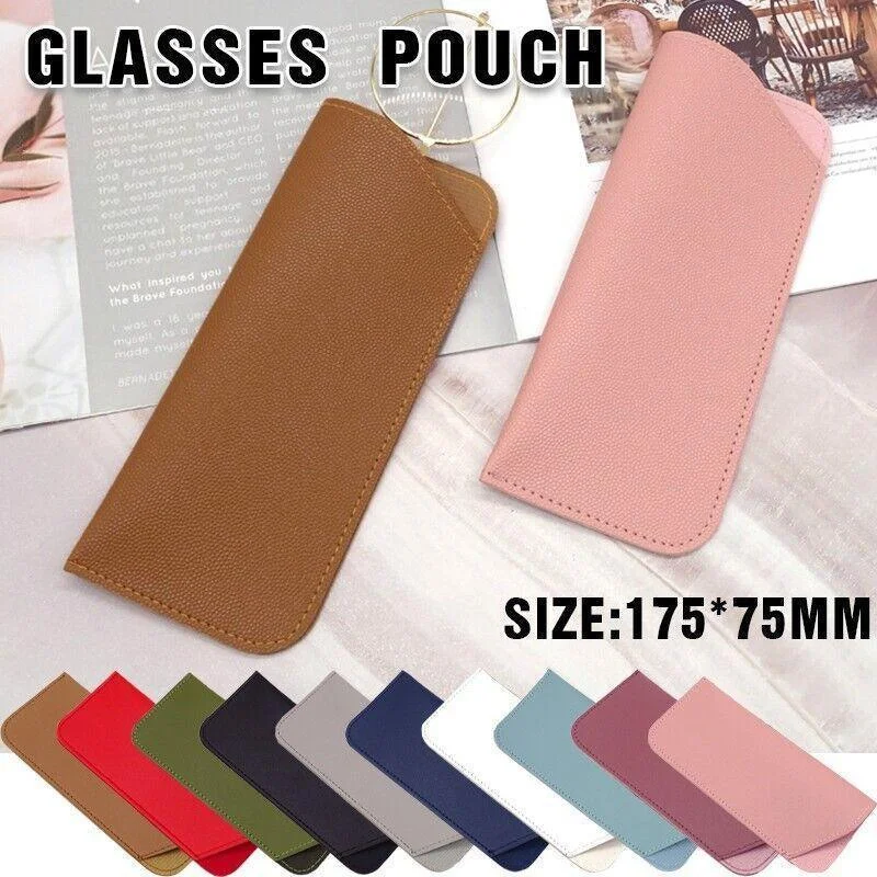 Pu Leather Eyeglass Sunglasses Reading Glasses Case Soft Pouch Bag Pocket - Brown
