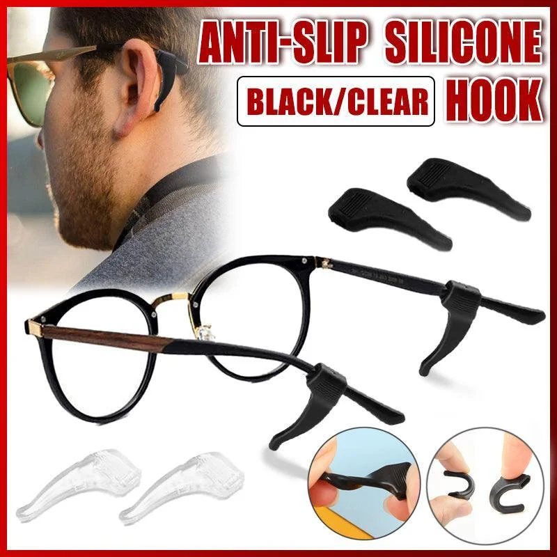 Silicone Glasses Ear Hooks Anti Slip Grip Spectacle Holder Sports Temple Tips - Clear