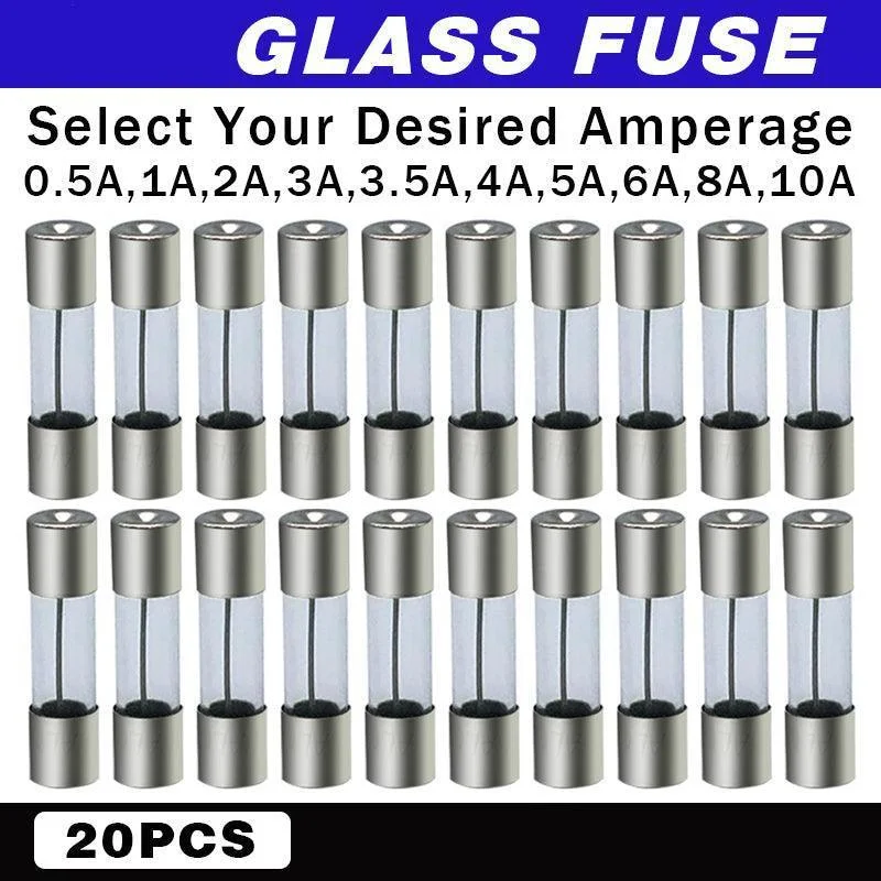 20Pcs M205 Glass Fuse 5Mm X 20Mm Slow Blow 250V / Select From 0.5A To 10A Amp - 20PCS F3A