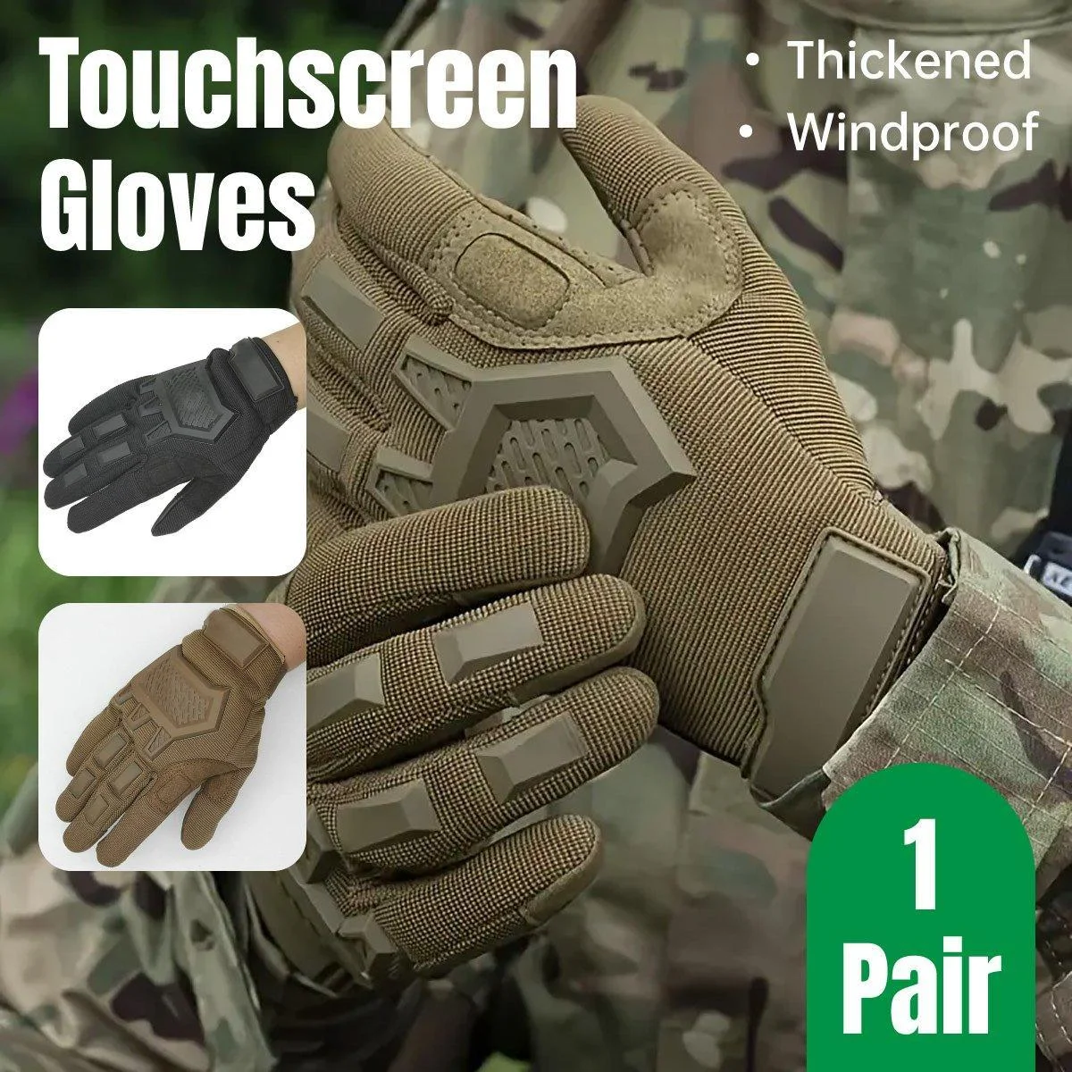 Tactical Full Finger Motorcycle Training Touchscreen Outdoor Sports Gloves - Black-XL
