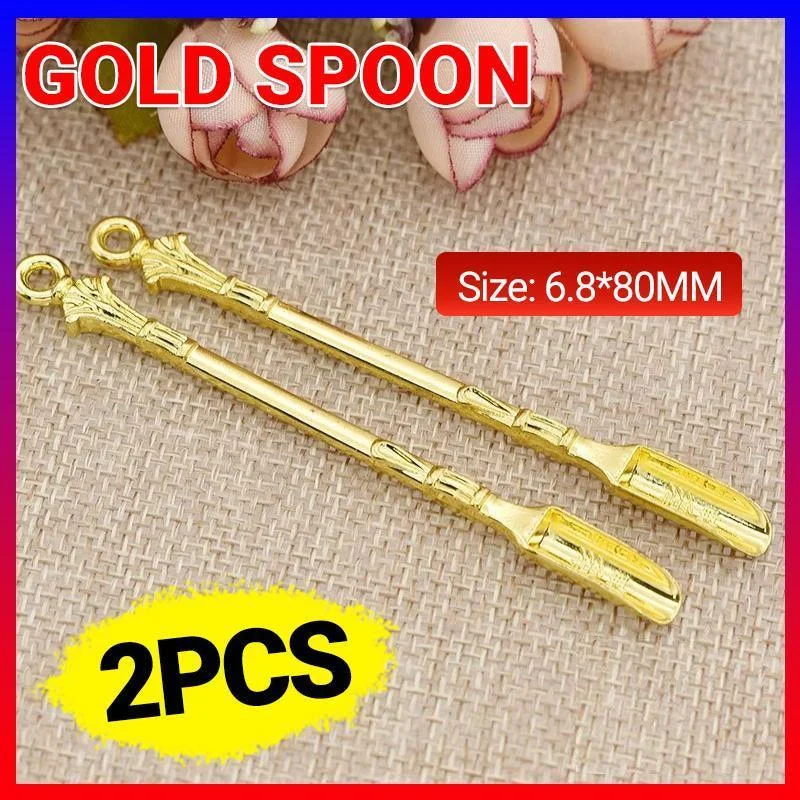 2PCS Gold Mini Scoop Spoon Metal Powder Spatula for Kitchen Craft or Resin Use