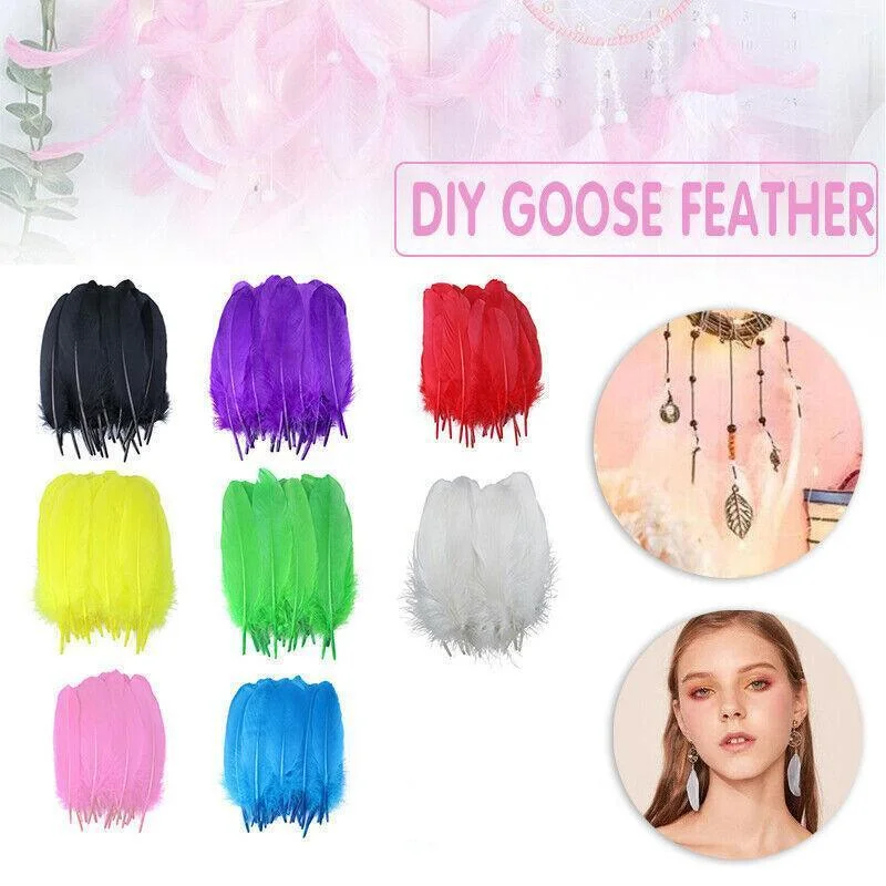 50X Craft Feathers Goose Feather Diy Art Party Decoration Wedding Dream Catcher - Green