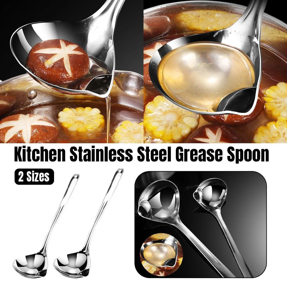 Oil Separator Spoon Kitchen Multifunctional Filter Household Hot Pot Soup Spoon - S