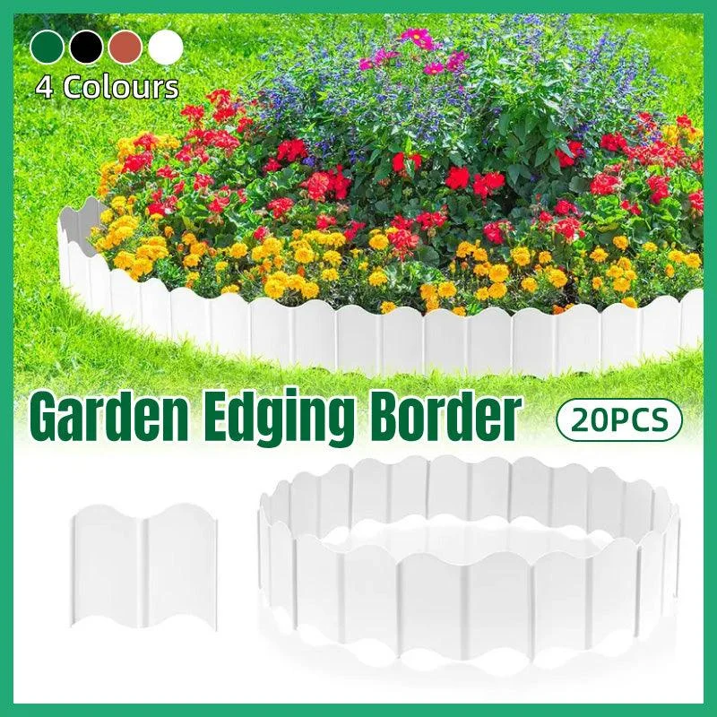 20PCS Garden Edging Fence Decorative Plastic Lawn Border Panels Landscaping - Green