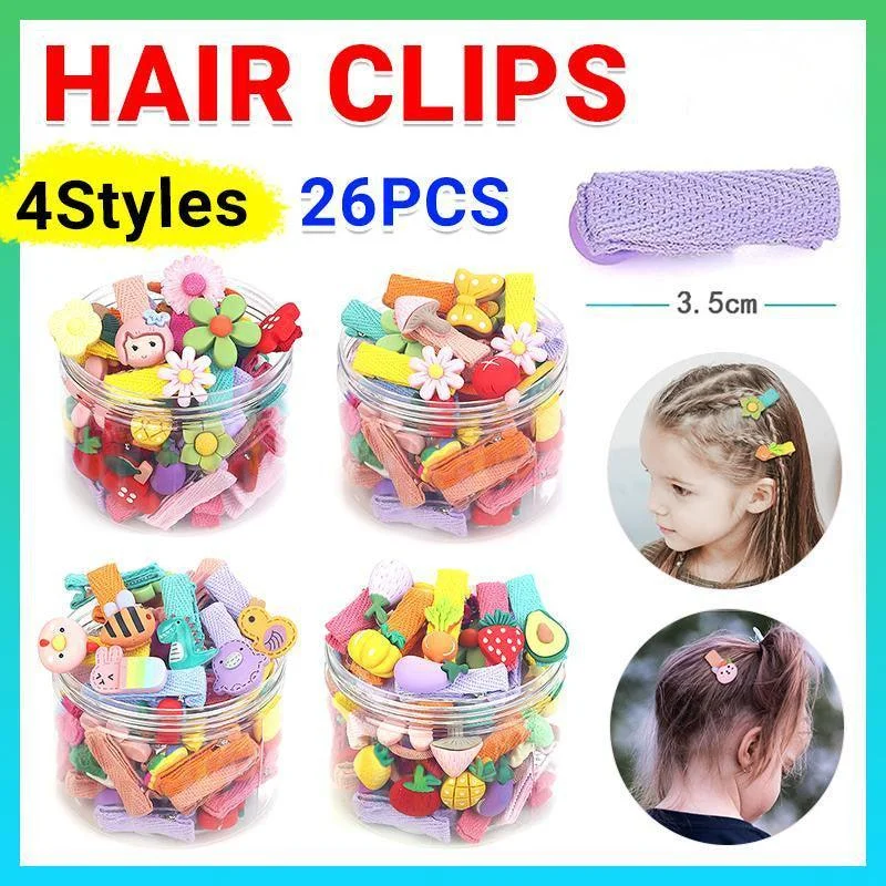 26Pcs Hair Clips Set Snap Bows and Hairpins for Styling and Everyday Use - Animal ( Without Bottle)