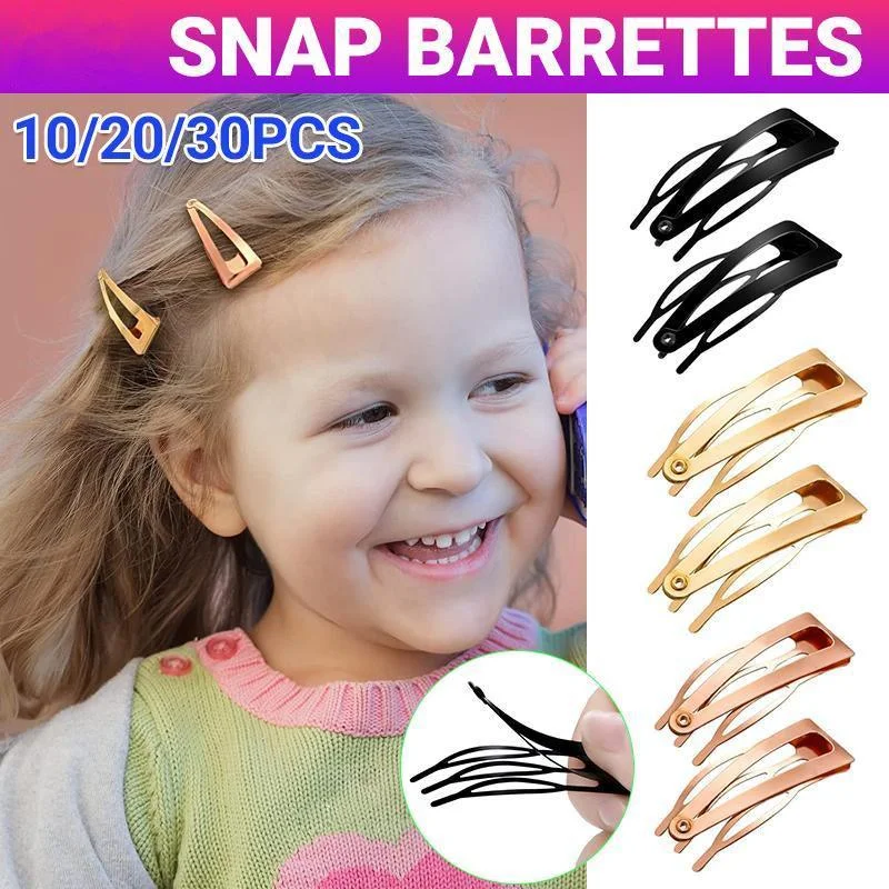 UP 30X Double-grip Hair Clips Metal Snap Barrettes Hair Styling Tool Women Girls - Rose Gold(10PCS)