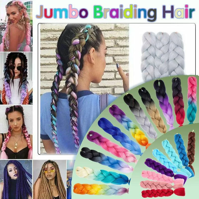 Coloured Jumbo Braiding Hair Extensions Braids Twist Hight Temperature Kanekalon - C15
