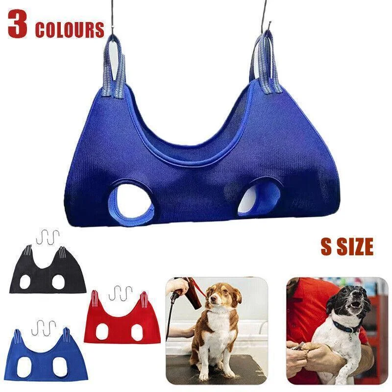 S Size Hammock Helper Pet Dog Cat Grooming Restraint Bags for Bathing Trimming Nail - Red