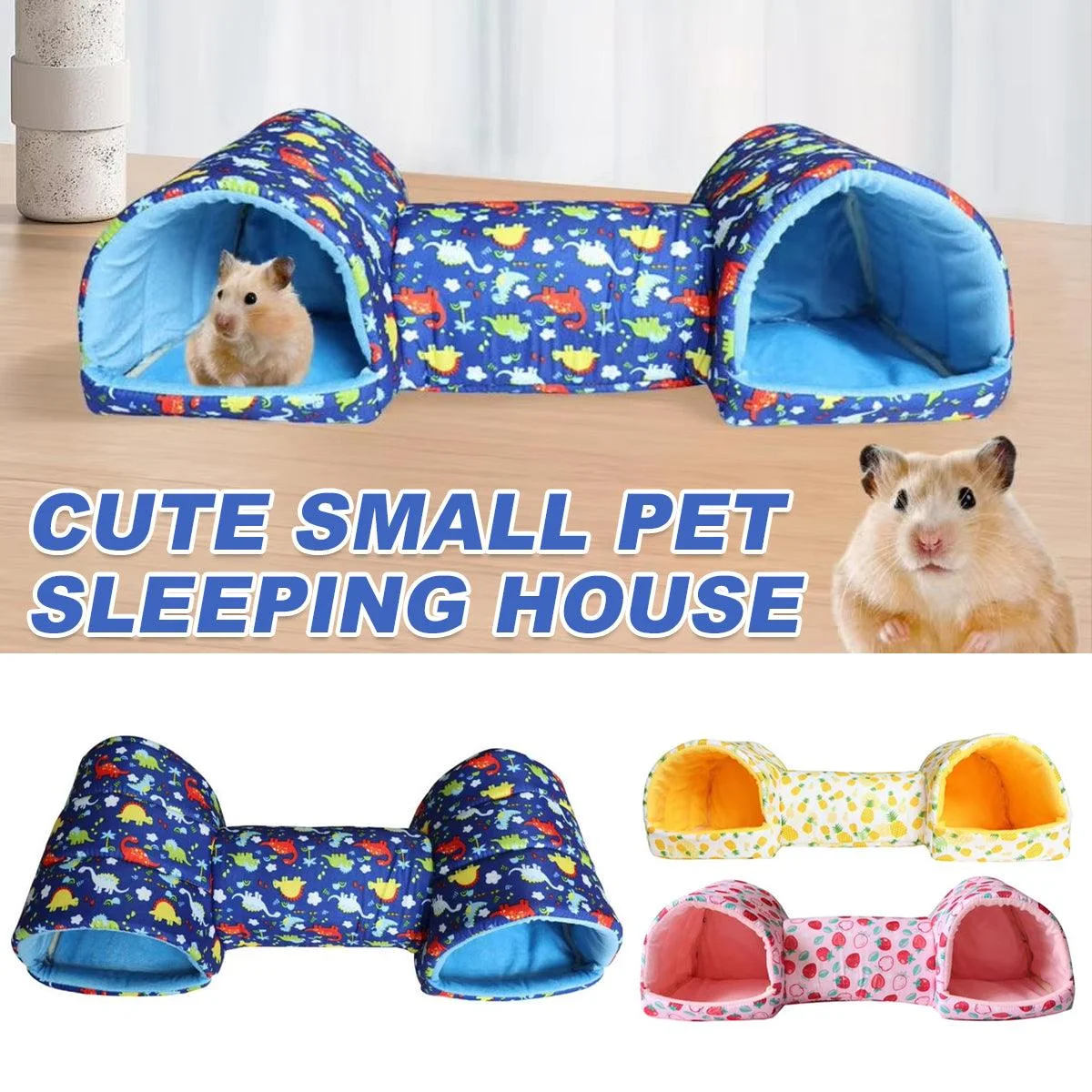 Small Pet Hamster Nest House Cotton Tunnel Comfortable Bedding for Hamsters - Pink