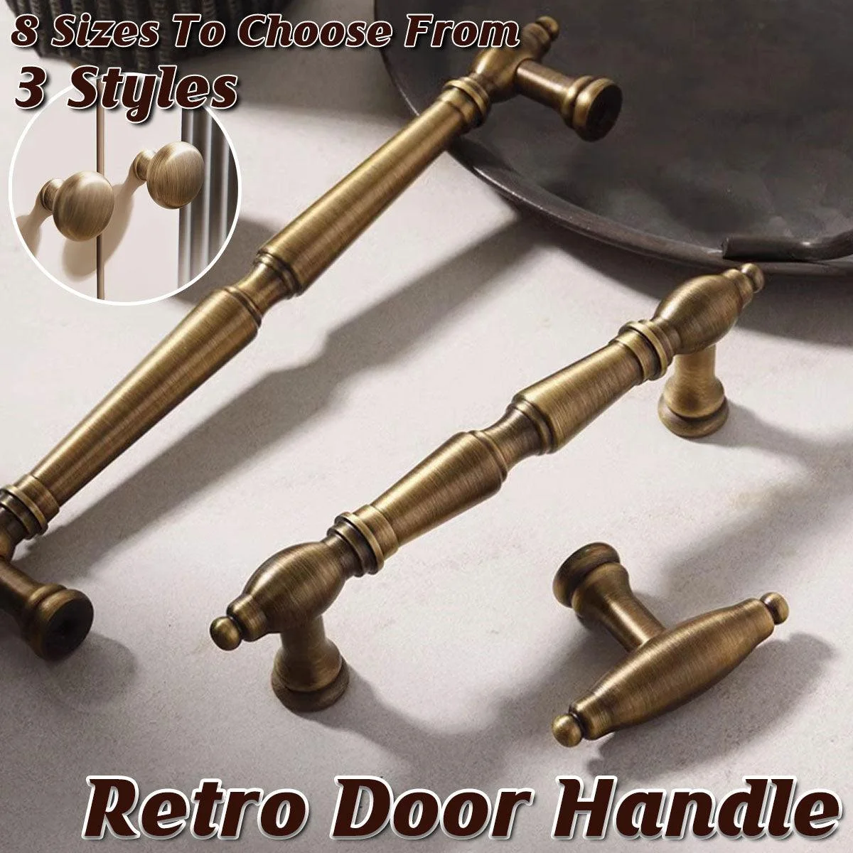 8 Sizes Vintage Cabinet Door Drawer Pull Handle Wardrobe Shoe Cupboard Knob - Double Hole- Hole Spacing 192mm
