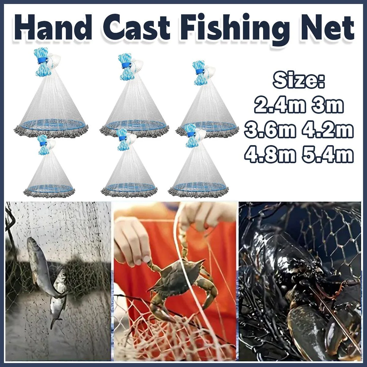 Frisbee Hand Casting Fishing Net Easy Throw Bait Net Swinging Tackle Gear - 360cm