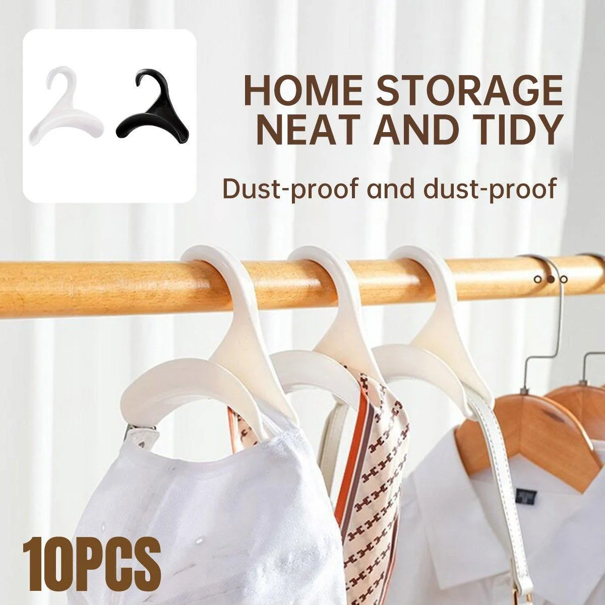 10PCS Wardrobe Plastic Storage Rack Hook Multi-Purpose Hanger Tie Scarf Holder - White