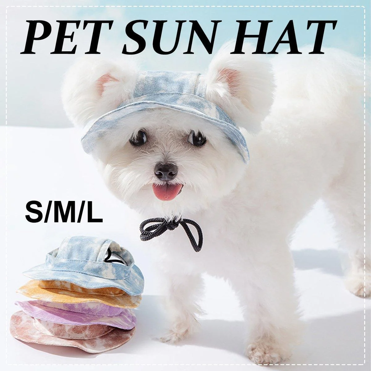Adjustable Pet Hat with Cute Leaky Ears Sunscreen Fisherman Hat Four Seasons Use - Yellow - M