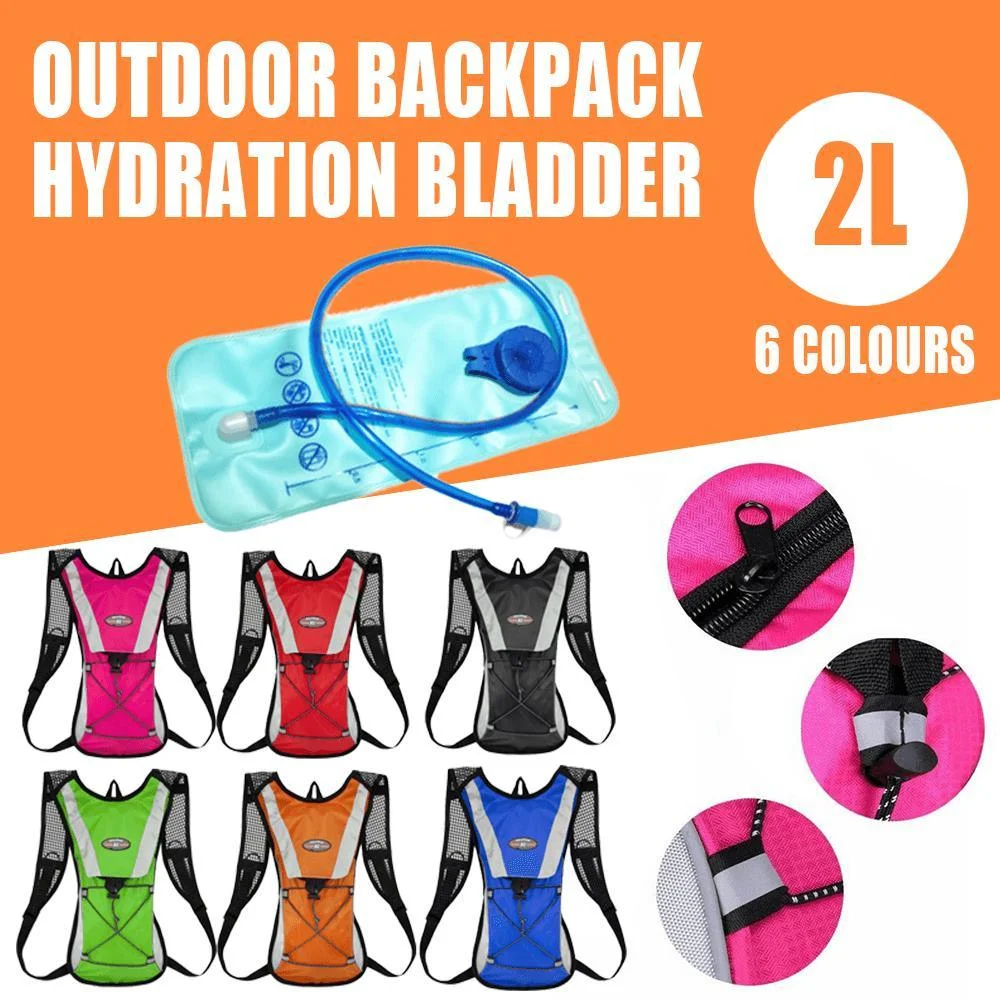 Hydration Pack Backpack Bag with 2L Water Bladder for Hiking Camping Cycling Running - Orange