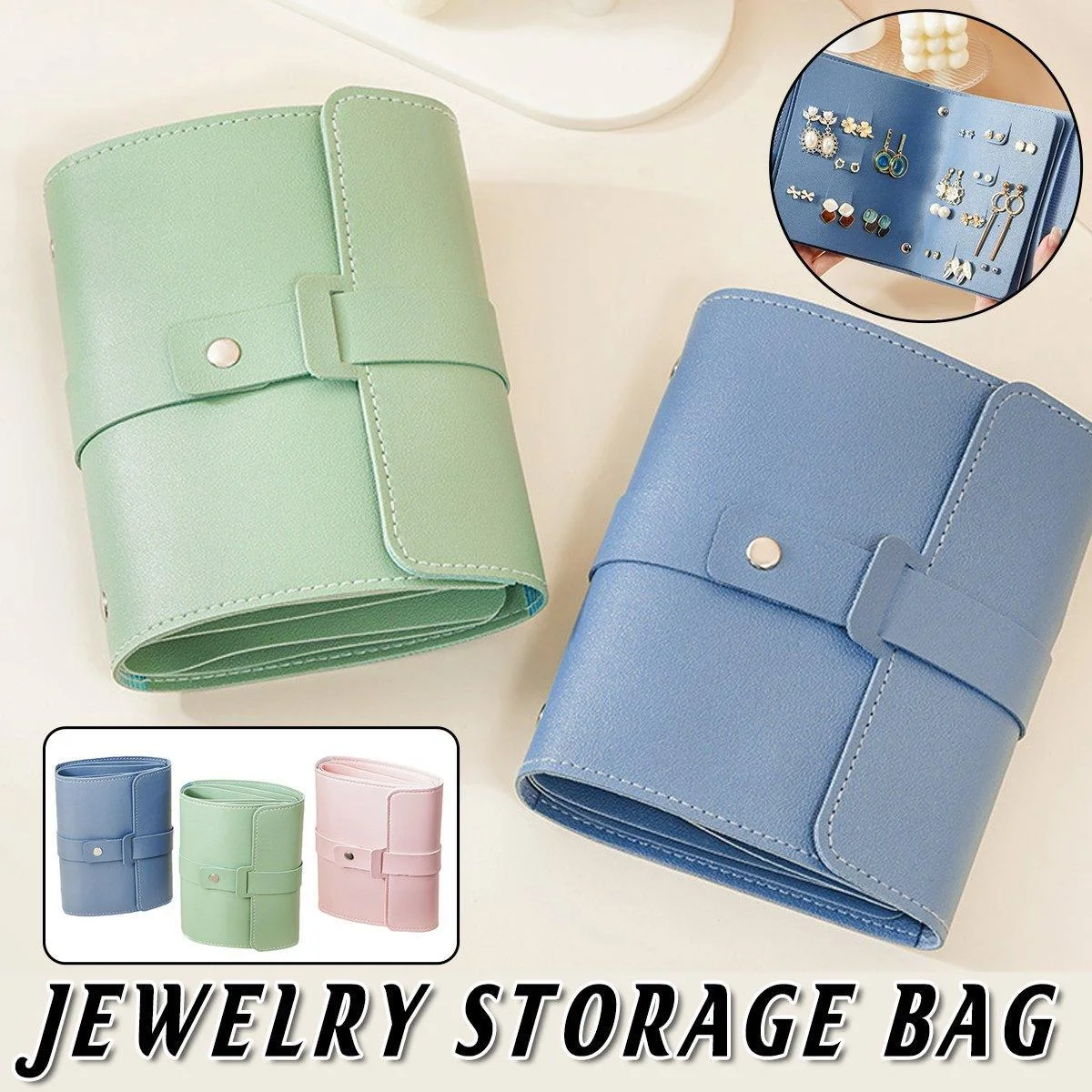 Travel Jewellery Storage Bag Portable Organizer Pouch for Rings Earrings Case - Blue