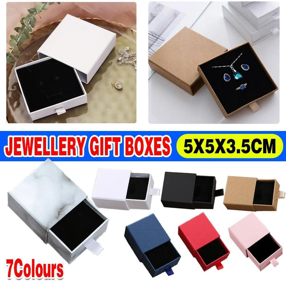 Jewellery Gift Box Necklace Ring Bracelet Bangle Earring Cardboard Box 5*5*3.5cm - Blue