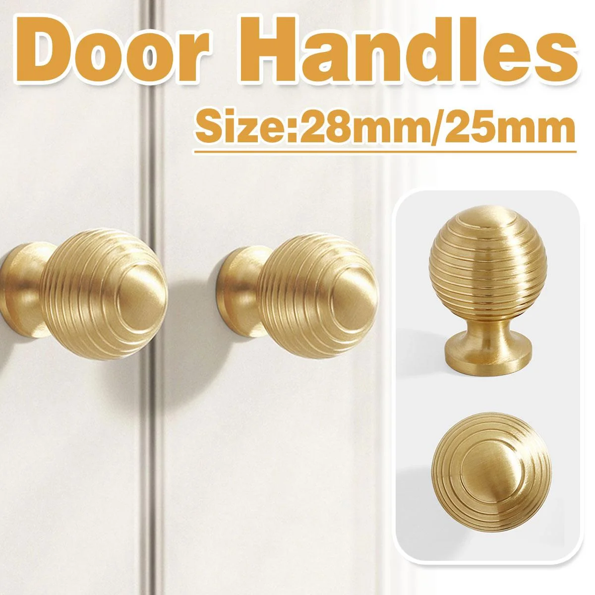 Round Ball Cabinet Handle Single Hole Modern Pull for Drawer Wardrobe Cupboard - 25mm