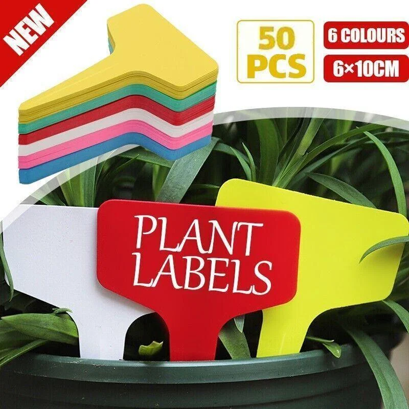 T-Type Plant Labels Flexible Plastic Garden Tags Nursey Seeding Marker Pen White - Green
