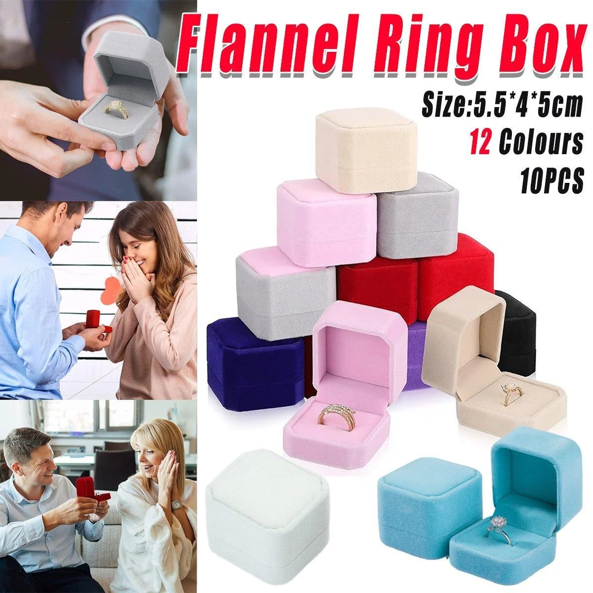 10X Flannel Ring Jewelry Earring Ring Jewelry Boxes Exquisite Gift Organizer - Apricot