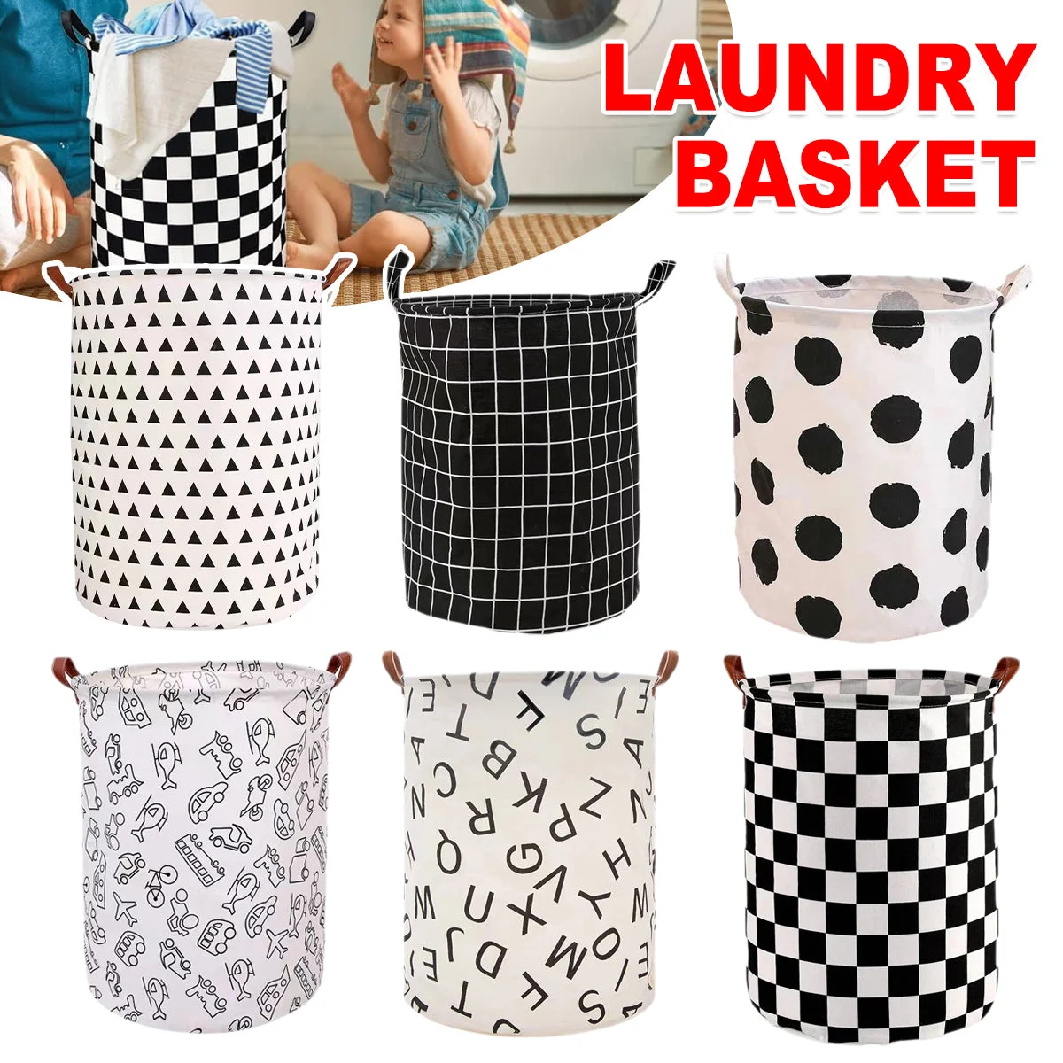 Foldable Laundry Basket Dirty Clothes Hamper Toy Storage Organizer Storage Bin - Cars