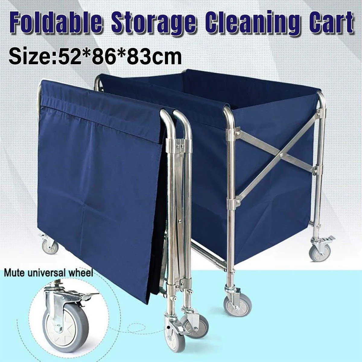 Folding Linen Trolley with Hand Push Design for Storage Room Cleaning Service