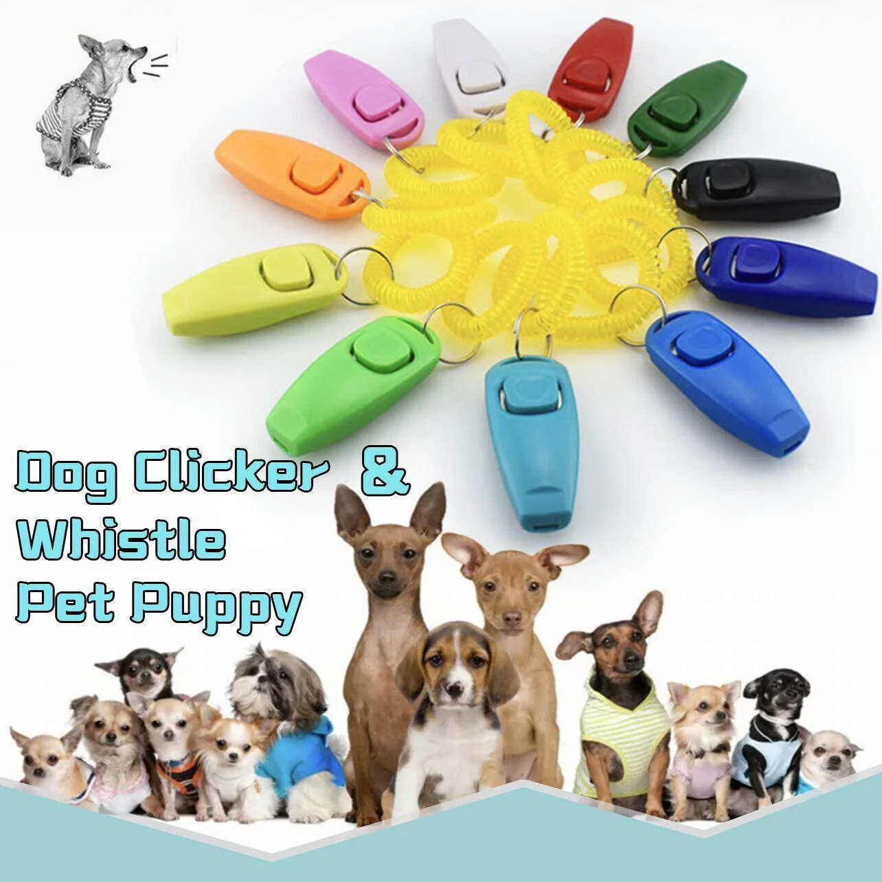Dog Whistle and Clicker Set for Training Stop Barking Obedience Tool Combo - Light Green