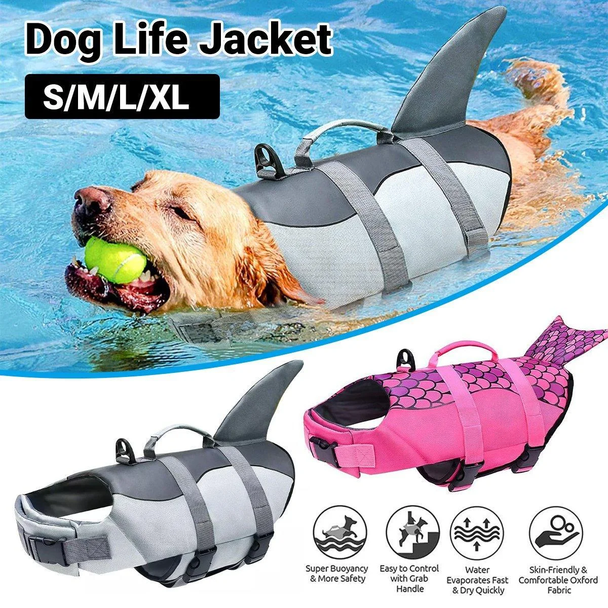 Pet Life Jacket Dog Swim Vest Outdoor Water Gear for Summer Swimming Activities - Pink M