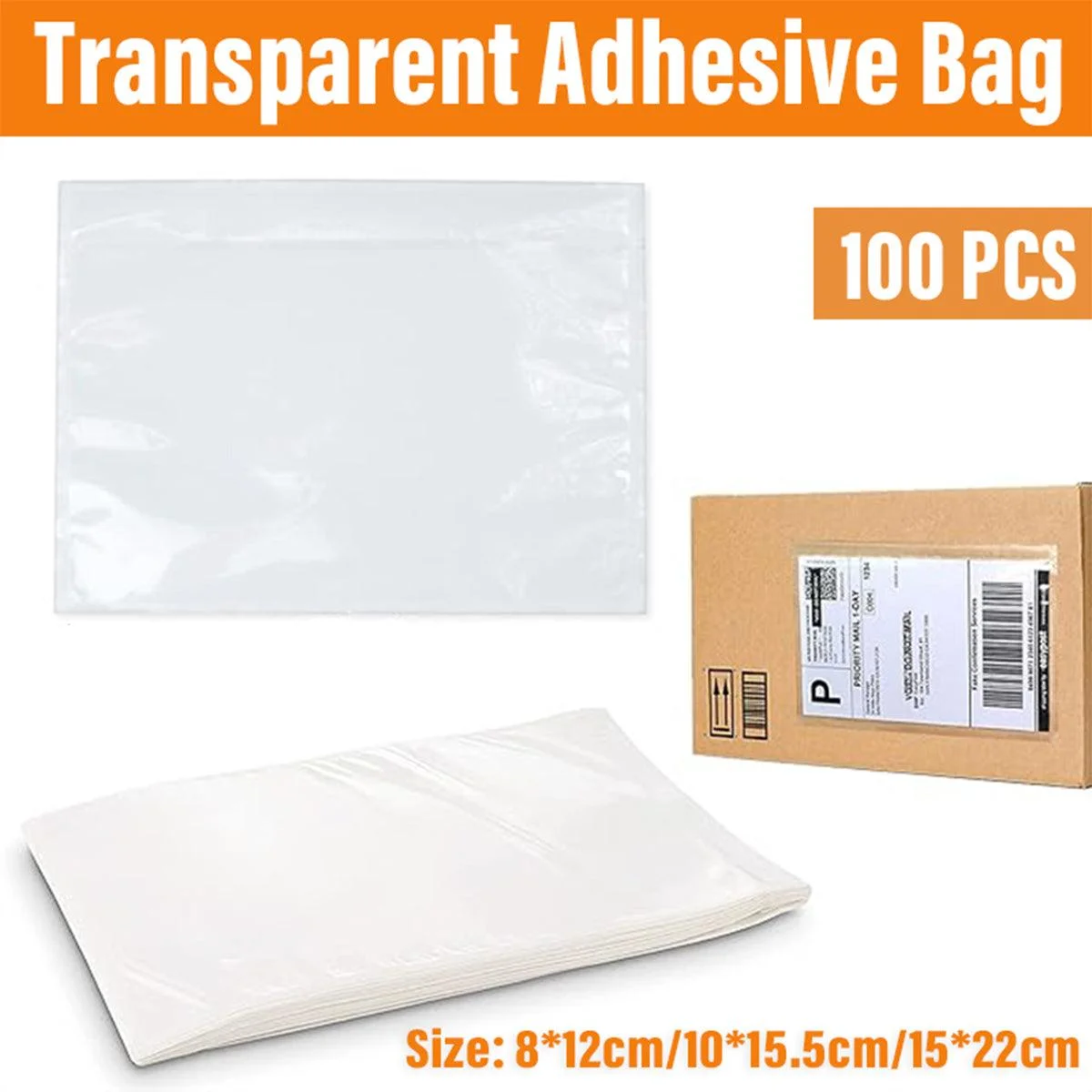 Plastic Bags 100PCS Transparent Zip Lock Clear Resealable Storage Packaging - 15x22cm