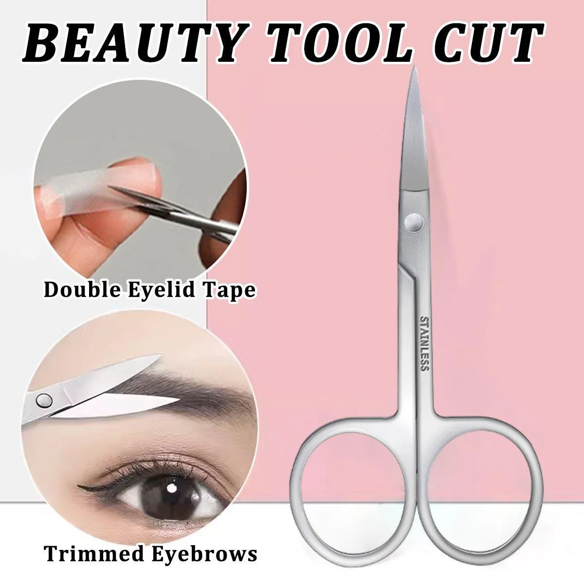 Eyebrow Trimming Scissors Eyelash Nose Hair Cutter Manicure Tweezers