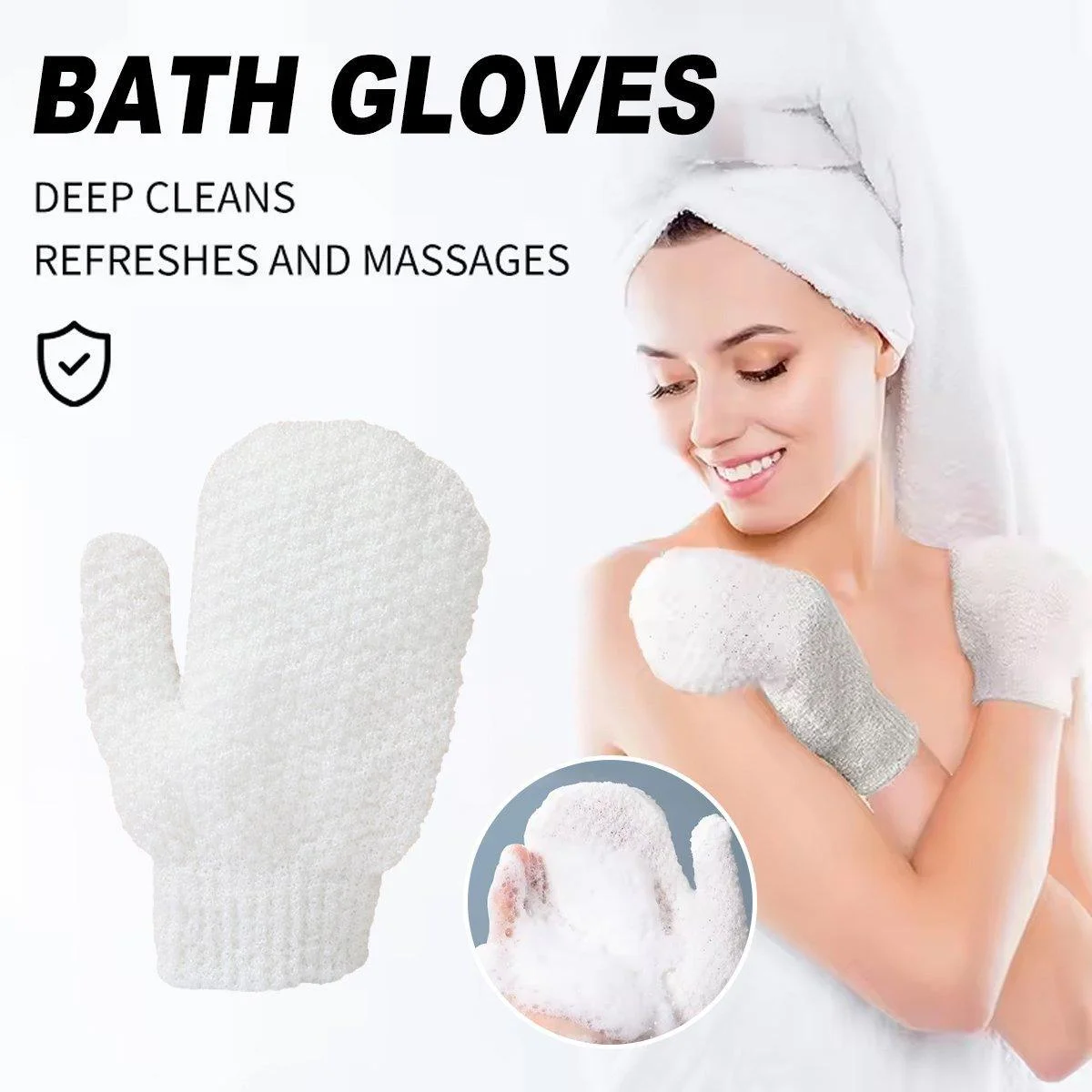 Bath Gloves Exfoliating Scrubbing Mitt Shower Cleaning Body Wash Supplies
