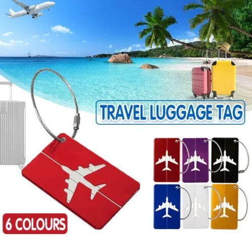Luggage Tag Aluminum Travel Baggage Suitcase Identity Address Name Label Cards - Silver