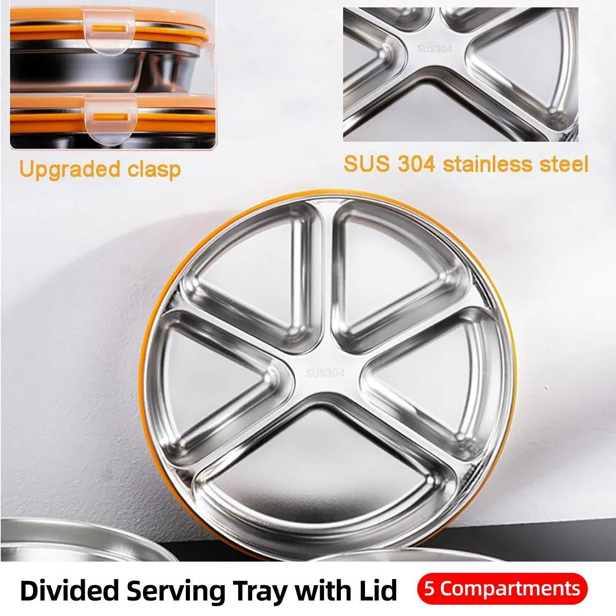 Multi Compartment Lunch Box with Lid Five Compartments Food Storage Fruit Plate