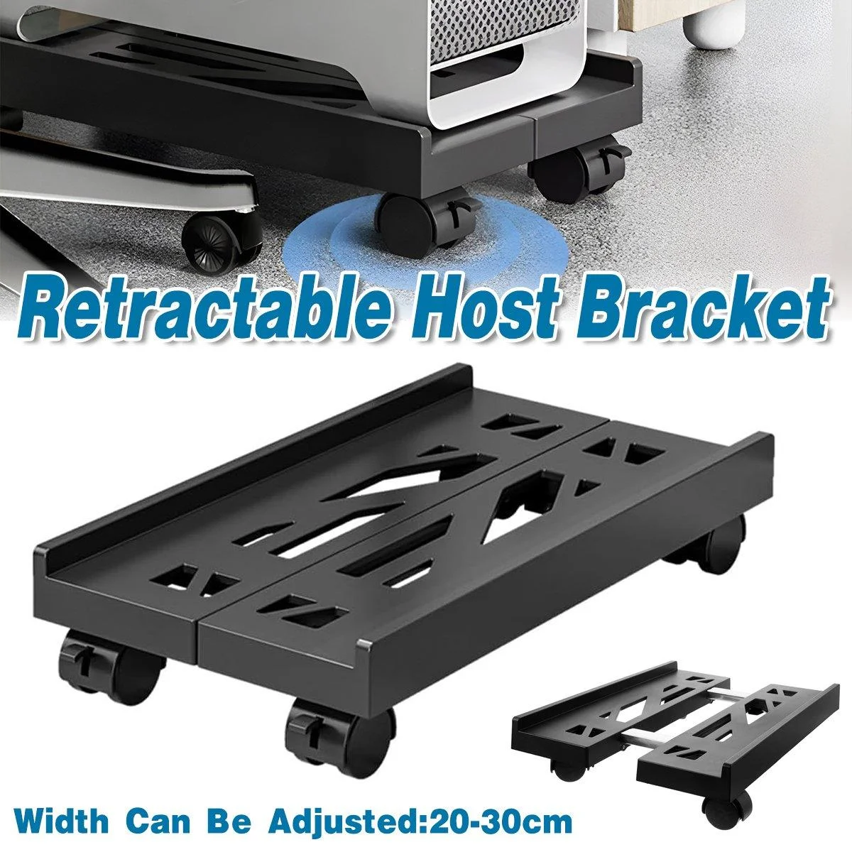 Plastic Computer Case Bracket Retractable Mobile Host Shelf for Under Desk Use